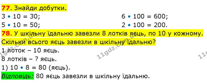 77. Знайди добутки. — ГДЗ Математика 3 клас Козак 1-2 ч.