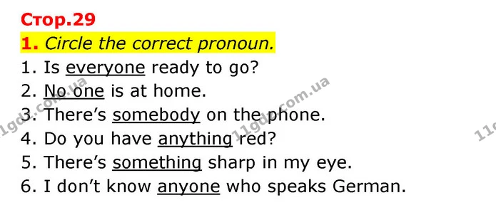 1. Сircle the correct pronoun. — ГДЗ Зошит з Граматики Англійська мова 6 клас Карпюк
