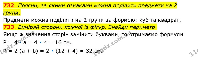 732. Поясни, за якими ознаками можна поділити предмети на 2 групи. — ГДЗ Математика 3 клас Бевз 1 частина