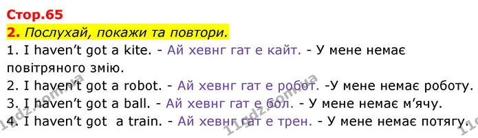 2. Послухай, покажи та повтори. — Англійська мова 1 клас Мітчелл