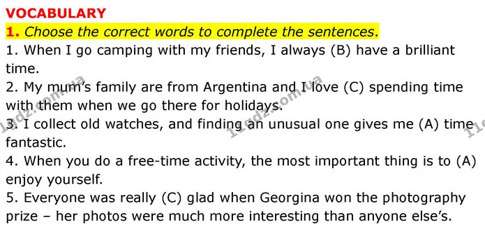 1. Choose the correct words to complete the sentences. — ГДЗ робочий зошит Англійська мова 7 клас Prepare