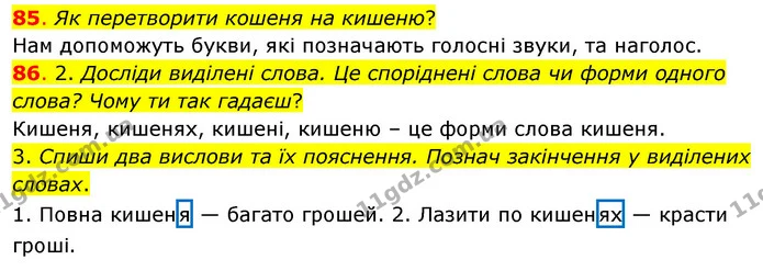 85. Як перетворити кошеня на кишеню? — ГДЗ Українська мова та читання 3 клас Кравцова (1 частина)