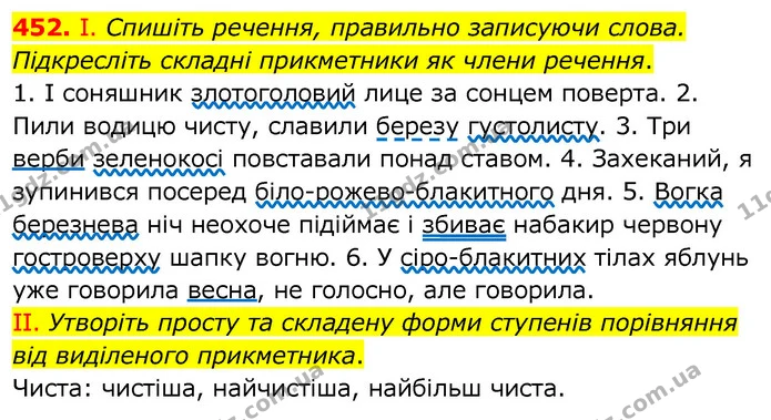 452. І. Спишіть речення, правильно записуючи слова. Підкресліть складні прикметники як члени речення. — ГДЗ Українська мова 6 клас Заболотний 2020