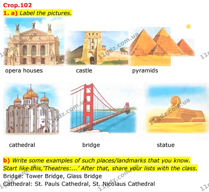 1. a) Label the pictures. — ГДЗ Робочий зошит Англійська мова 7 клас Карпюк
