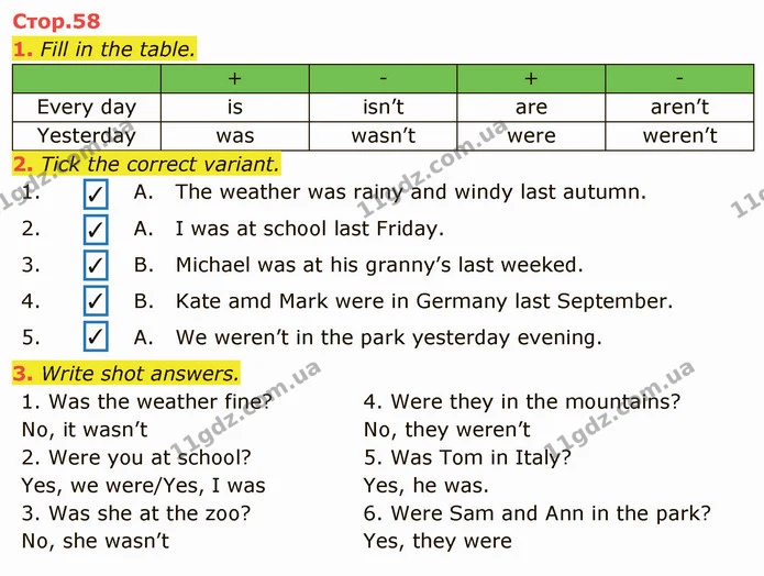 1. Fill in the table. — ГДЗ зошит Англійська мова 3 клас Косован (Карпюк)