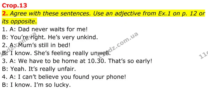 2. Agree with these sentences. Use an adjective from Ex.1 on p. 12 or its opposite. — ГДЗ Англійська мова 8 клас Стайрінг (Prepare)