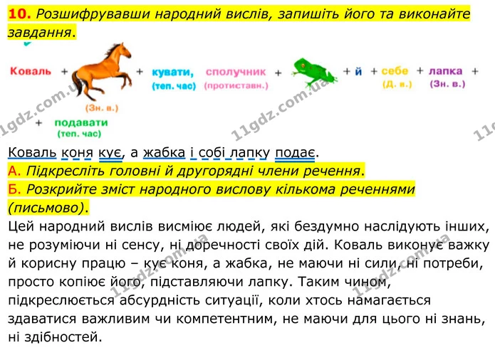 10. Розшифрувавши народний вислів, запишіть його та виконайте завдання. — ГДЗ Українська мова 8 клас Авраменко