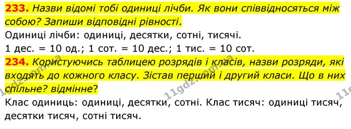 233. Назви відомі тобі одиниці лічби. Як вони співвідносяться між собою? Запиши відповідні рівності. — ГДЗ Математика 5 клас Скворцова 2022