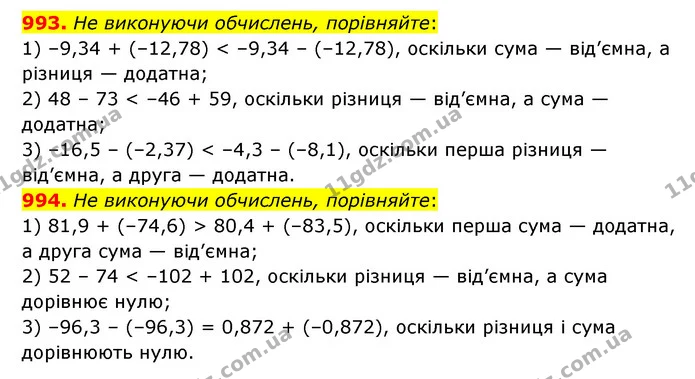 993. He виконуючи обчислень, порівняйте: — ГДЗ Математика 6 клас Мерзляк 2023 1-2 ч.