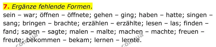 7. Ergänze fehlende Formen. — ГДЗ робочий зошит Німецька мова 8 клас Басай