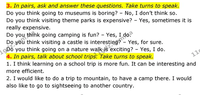 3. In pairs, ask and answer these questions. Take turns to speak. — ГДЗ Англійська мова 6 клас Коста (Prepare 6)