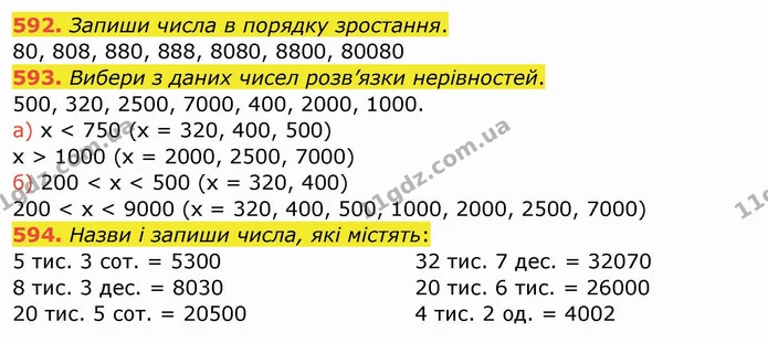 592. Запиши числа в порядку зростання. — ГДЗ Математика 4 клас Заїка