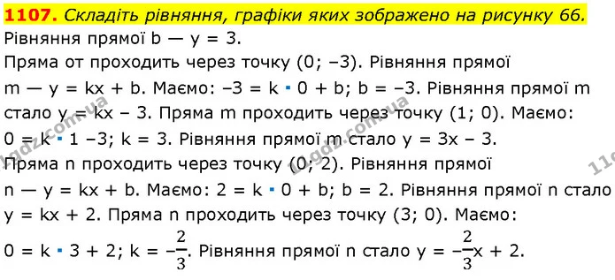1107. Складіть рівняння, графіки яких зображено на рисунку 66. — Алгебра 7 клас Мерзляк 2024
