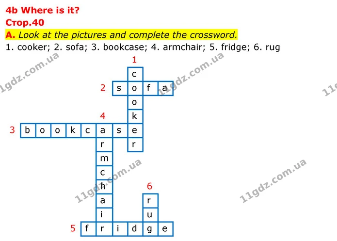 A. Look at the pictures and complete the crossword. — ГДЗ зошит Англійська мова 5 клас Мітчелл