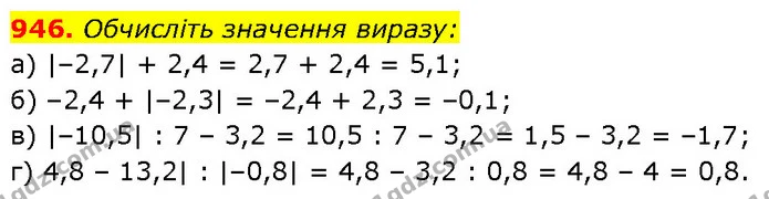 946. Обчисліть значення виразу: — ГДЗ Алгебра 7 клас Бевз