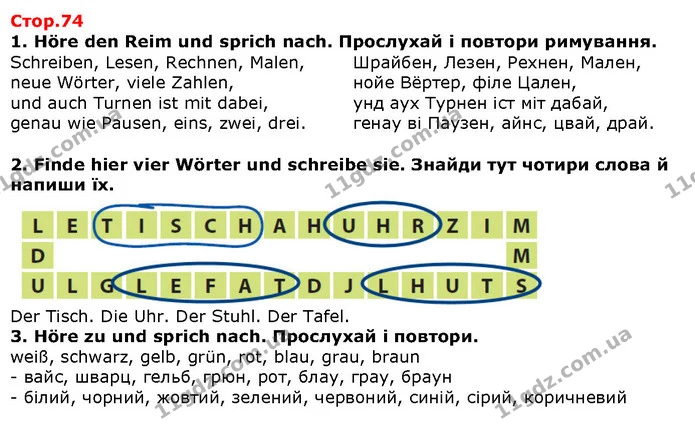 1. Höre den Reim und sprich nach. Прослухай і повтори римування. — ГДЗ Німецька мова 1 клас Сотникова