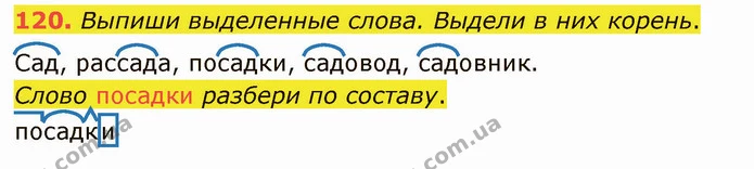 120. Выпиши выделенные слова. Выдели в них корень. — ГДЗ Русский язык и чтение 3 класс Лапшина