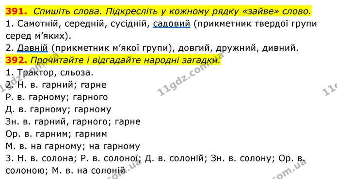 391. Спишіть слова. Підкресліть у кожному рядку «зайве» слово. — ГДЗ Відповіді Українська мова 6 клас Єрмоленко