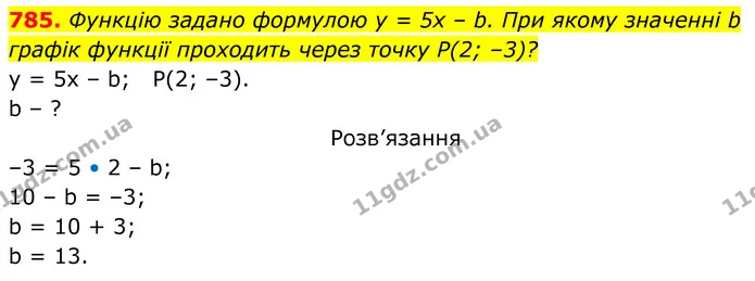 785. Функцію задано формулою у = 5х – b. При якому значенні b — ГДЗ Алгебра 7 клас Бевз
