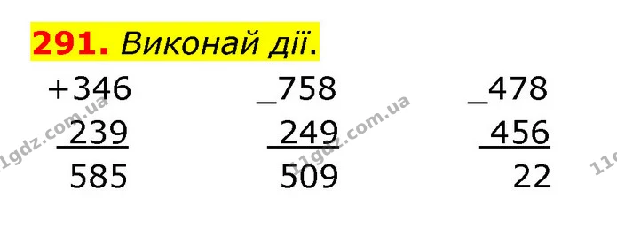 291. Виконай дії. — ГДЗ Математика 4 клас Бевз 1 та 2 частини