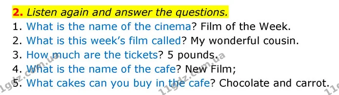 2. Listen again and answer the questions. — ГДЗ робочий зошит Англійська мова 6 клас Prepare