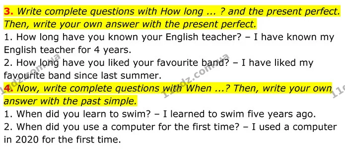 3. Write complete questions with How long ... ? and the present perfect. Then, write your own answer with the present perfect. — ГДЗ Англійська мова 7 клас Коста