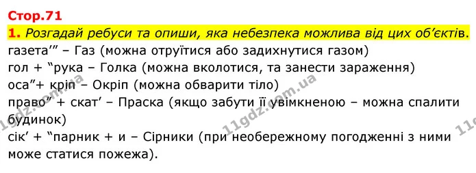 1. Розгадай ребуси та опиши, яка небезпека можлива від цих об’єктів. — ГДЗ Робочий зошит Я досліджую світ 4 клас Гільберг