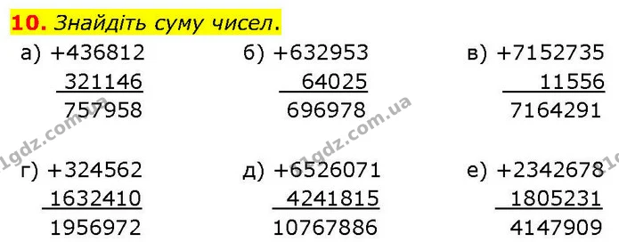 10. Знайдіть суму чисел. — ГДЗ Математика 6 клас Біос 1-2 ч.