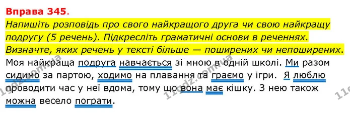 Напишіть розповідь про свого найкращого друга чи свою найкращу подругу (5 речень). Підкресліть граматичні основи в реченнях. Визначте — ГДЗ Українська мова 5 клас Літвінова