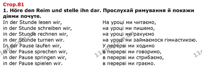 Стор. 81 — 1 — ГДЗ Німецька мова 1 клас Сотникова — ГДЗ Німецька мова 1 клас Сотникова