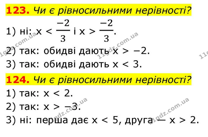 123. Чи є рівносильними нерівності? — ГДЗ Алгебра 9 клас Тарасенкова