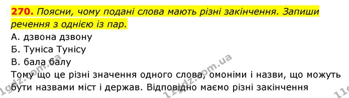 270. Поясни, чому подані слова мають різні закінчення. Запиши — ГДЗ Українська мова 6 клас Онатій