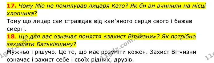 17. Чому Міо не помилував лицаря Като? Як би ви вчинили на місці хлопчика? — ГДЗ Зарубіжна література 6 клас Ніколенко