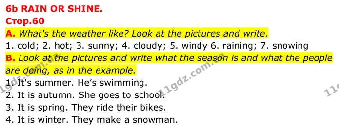 A. What's the weather like? Look at the pictures and write. — ГДЗ зошит Англійська мова 5 клас Мітчелл