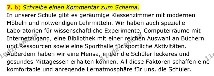 7. b) Schreibe einen Kommentar zum Schema. — ГДЗ Німецька мова 6 клас Сотникова 2 рік (2023)