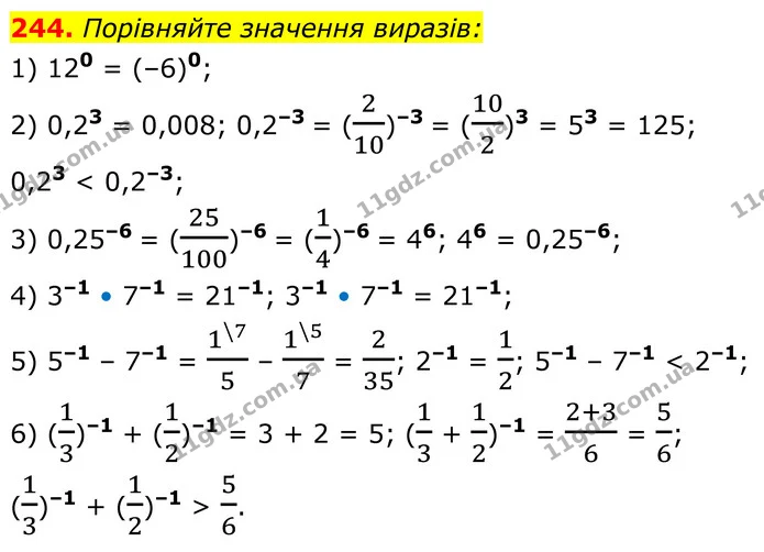 244. Порівняйте значення виразів: — ГДЗ Алгебра 8 клас Мерзляк