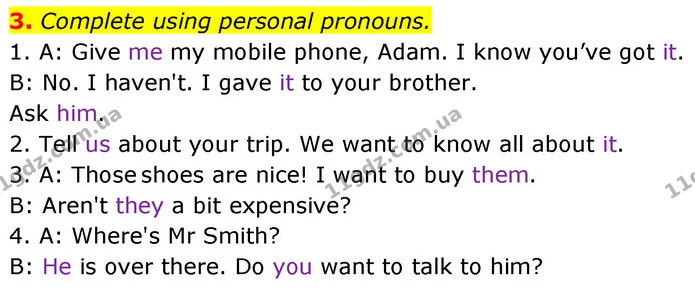 3. Complete using personal pronouns. — ГДЗ Англійська мова 6 клас Мітчелл