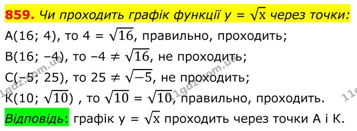 859. Чи проходить графік функції y = х через точки: — ГДЗ Алгебра 8 клас Бевз