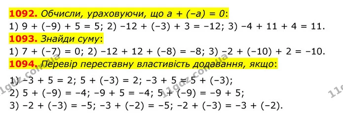 1092. Обчисли, ураховуючи, що а + (–а) = 0: — ГДЗ Математика 6 клас Істер 2023 1-2 ч.