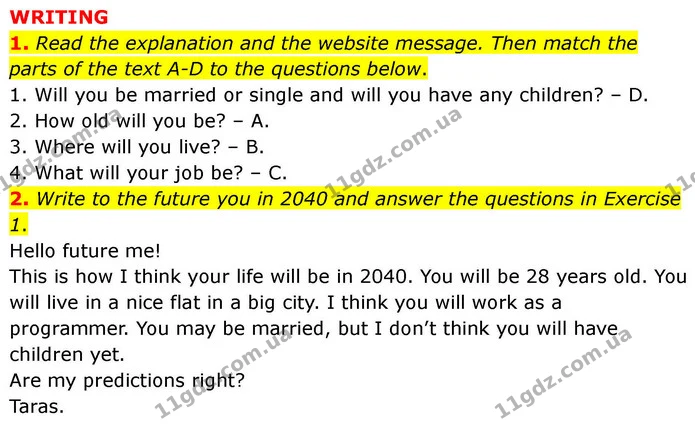 1. Read the explanation and the website message. Then match the parts of the text A-D to the questions below. — ГДЗ робочий зошит Англійська мова 7 клас Prepare