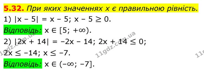 5.32. При яких значеннях x є правильною рівність. — ГДЗ Алгебра 9 клас Мерзляк 2026
