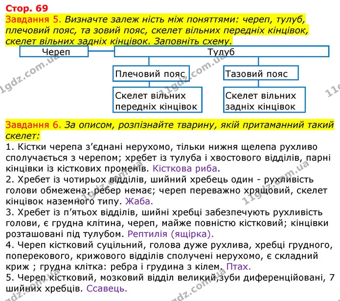 Стор. 69 — 5-6 — ГДЗ Робочий зошит з Біології 7 клас Яременко — ГДЗ Робочий зошит з Біології 7 клас Яременко