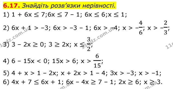 6.17. Знайдіть розв’язки нерівності. — ГДЗ Алгебра 9 клас Істер