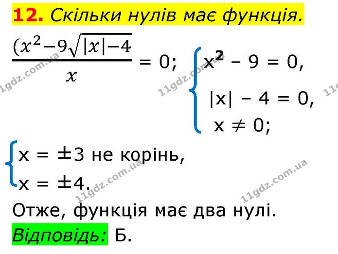 12. Скільки нулів має функція. — ГДЗ Алгебра 9 клас Істер