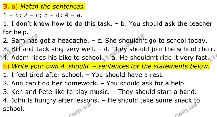 3. a) Match the sentences. — ГДЗ Англійська мова 6 клас Карпюк 2023