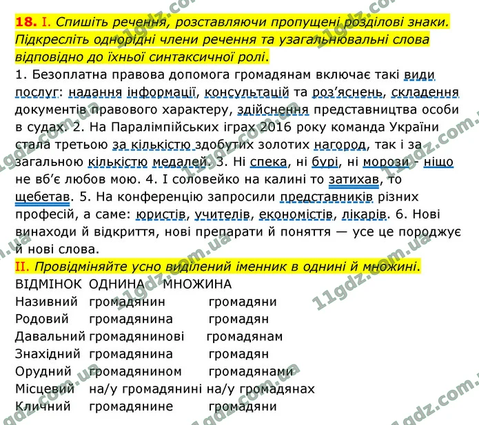 18. І. Спишіть речення, розставляючи пропущені розділові знаки. Підкресліть однорідні члени речення та узагальнювальні слова відповідно — ГДЗ Українська мова 9 клас Заболотний