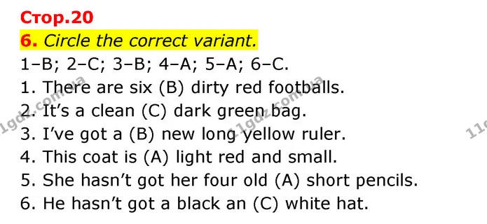 6. Circle the correct variant. — ГДЗ Робочий зошит Англійська мова 5 клас Косован (Дж. Коста)