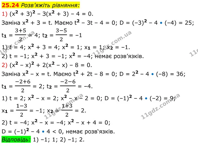 25.24 Розв’яжіть рівняння: — ГДЗ Алгебра 8 клас Істер