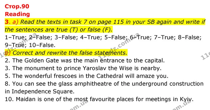3. a) Read the texts in task 7 on page 115 in your SB again and write if the sentences are true (T) or false (F). — ГДЗ Робочий зошит Англійська мова 6 клас Карпюк