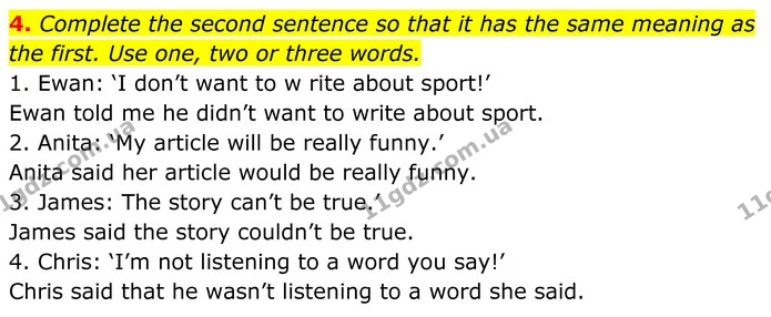 4. Complete the second sentence so that it has the same meaning as the first. Use one, two or three words. — ГДЗ Англійська мова 8 клас Стайрінг (Prepare)